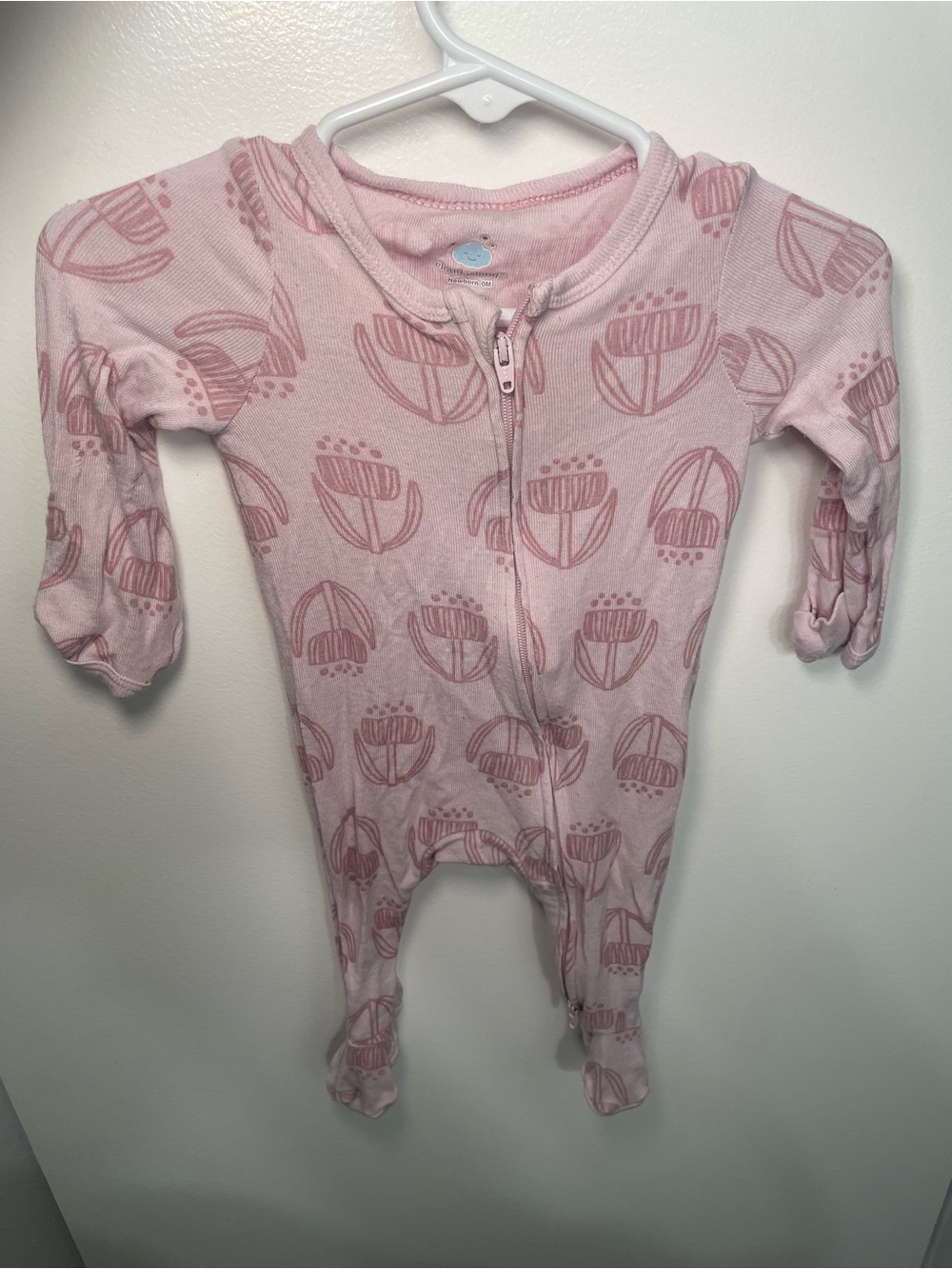 Baby Pink Floral Zip-Front One-Piece